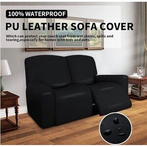 Easy-Going PU Leather Recliner Loveseat Slipcovers, Waterproof Stretch Cover